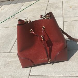 Michael Kors Red Leather Bucket Bag
